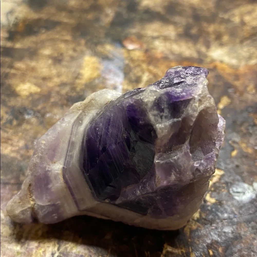 Raw Amethyst Stone & Suede & Fur Medicine Pouch